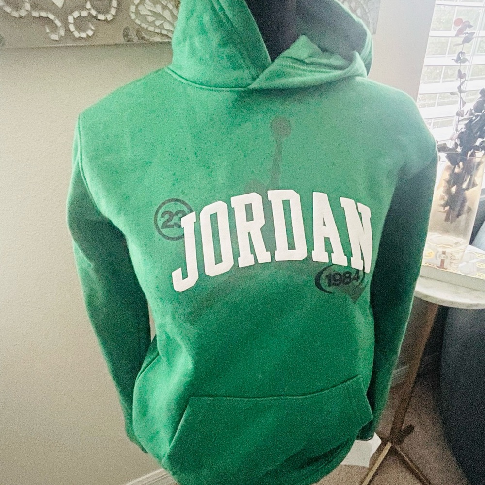 Jordan Pine Green Hoodie with White Lettering